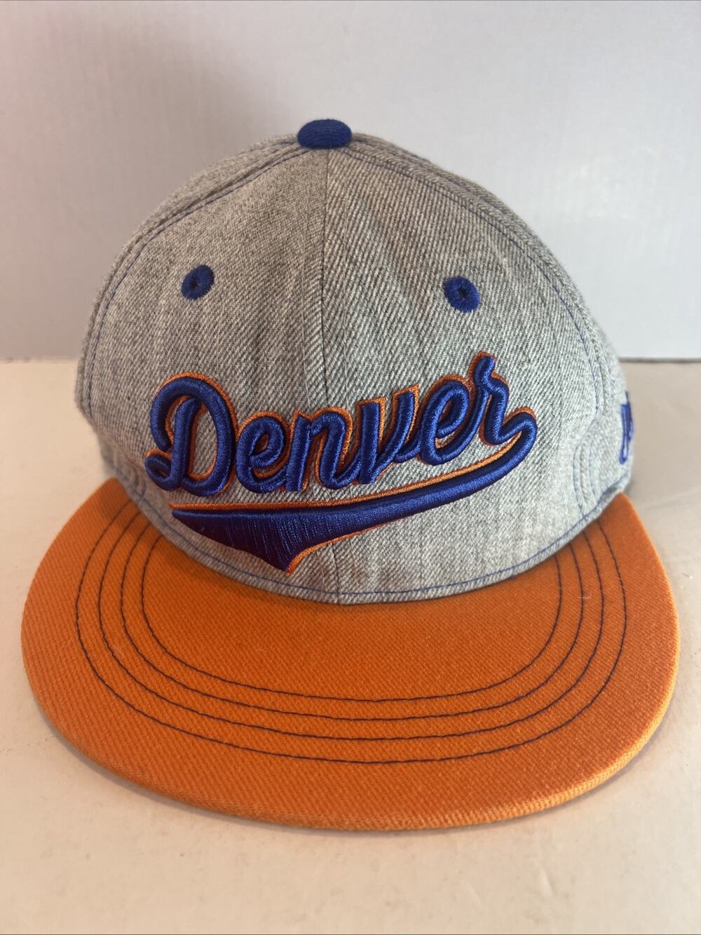 Aksels Denver Colorado Snapback Hat Gray Orange Blue Wool Blend Cap Fast Shippin